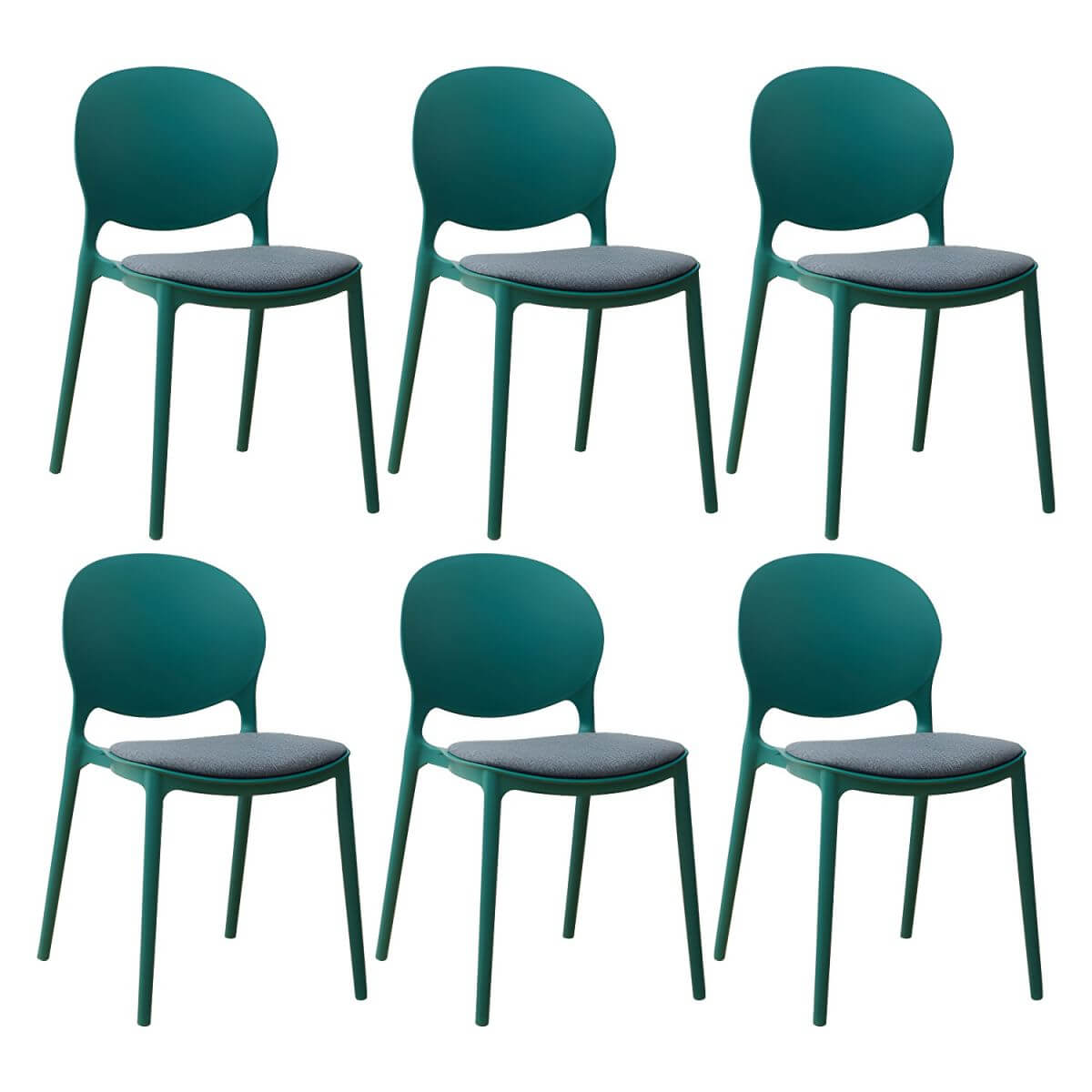 Scandinavian plastic dining chair with open back and four legs, ideal for home use