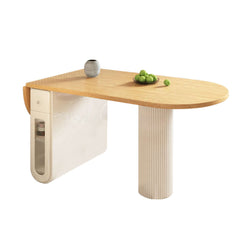 Dining Table Foldable Oval Design with Storage