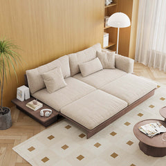 Modern Pull-Out Floor Sofa Bed with Reversible Armrests & Lift-Top Storage