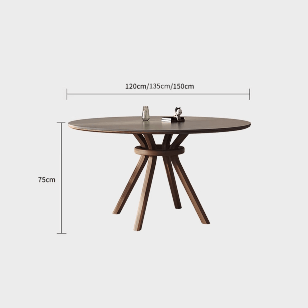 High-End Rotating Round Dining Table in Stylish Gray and Warm Wood Finish