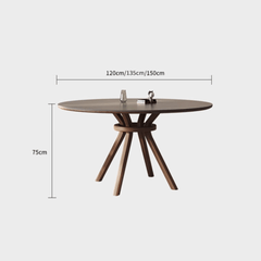 High-End Rotating Round Dining Table in Stylish Gray and Warm Wood Finish