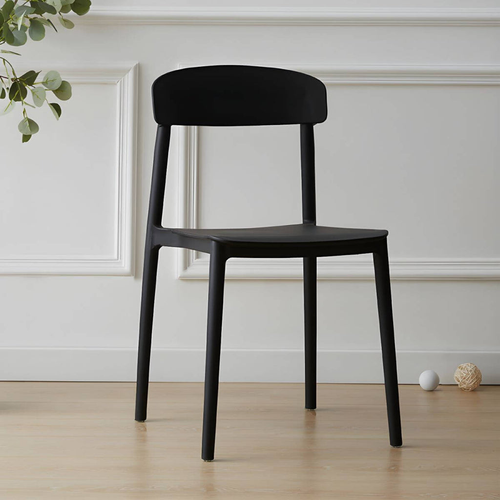 Scandinavian style low back kitchen and dining chair made of plastic and acrylic
