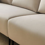 Straight sofa recliner with left-hand facing and round arms, made of polyester blend fabric