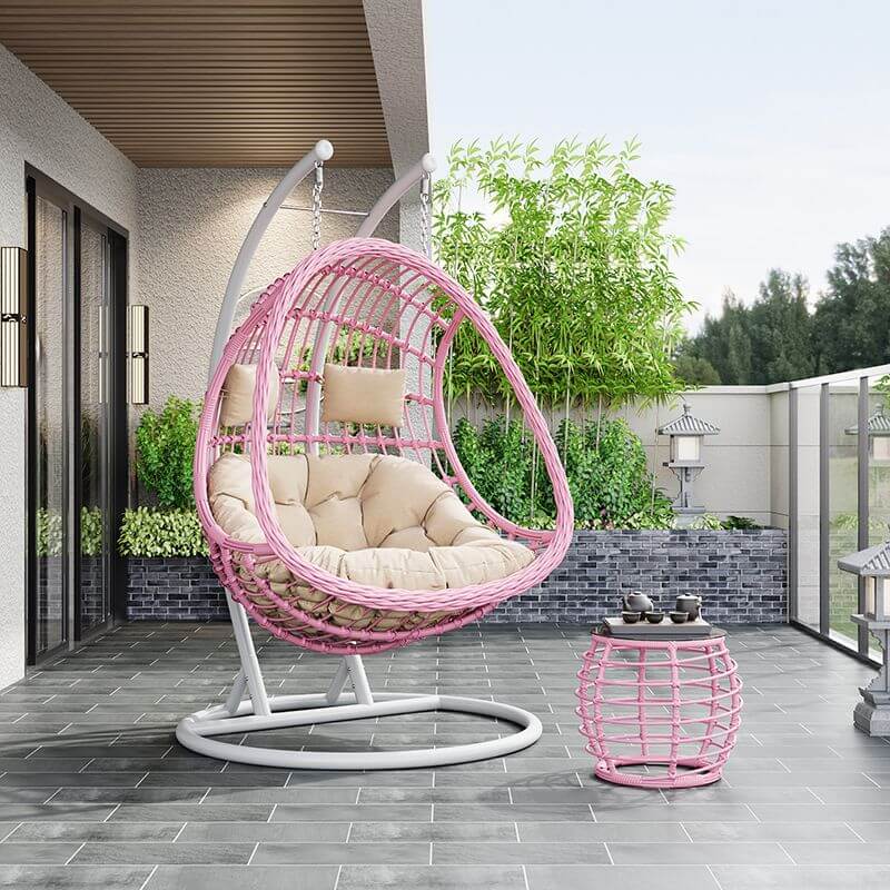 Tropical alloy framed porch swing egg chair with stand and chain included