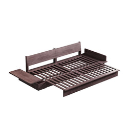 Cocochairs Floor Platform Wood Frame Sofa Bed – Reversible Armrests, Corduroy or Linen-Blend Upholstery