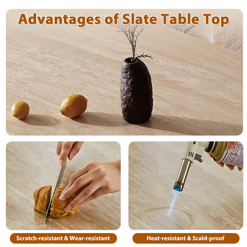 Extendable kitchen island dining table with durable sintered stone top for versatile use