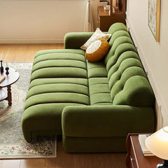101.18" Smart Electric Reclining Sofa–Extendable Green Microfiber Velvet Couch