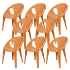 Stackable modern arm chair with open back made of plastic and acrylic for dining