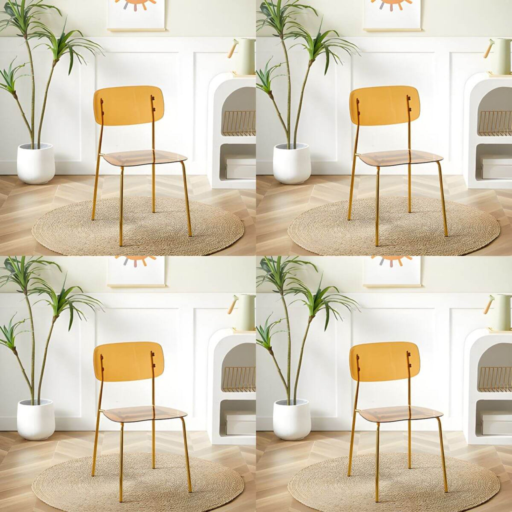 Transparent acrylic dining chair with modern design, perfect for living room and kitchen seating