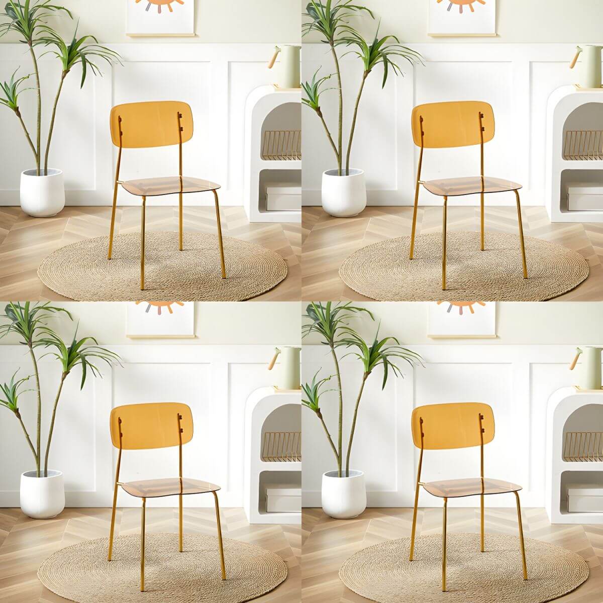 Transparent acrylic dining chair with modern design, perfect for living room and kitchen seating