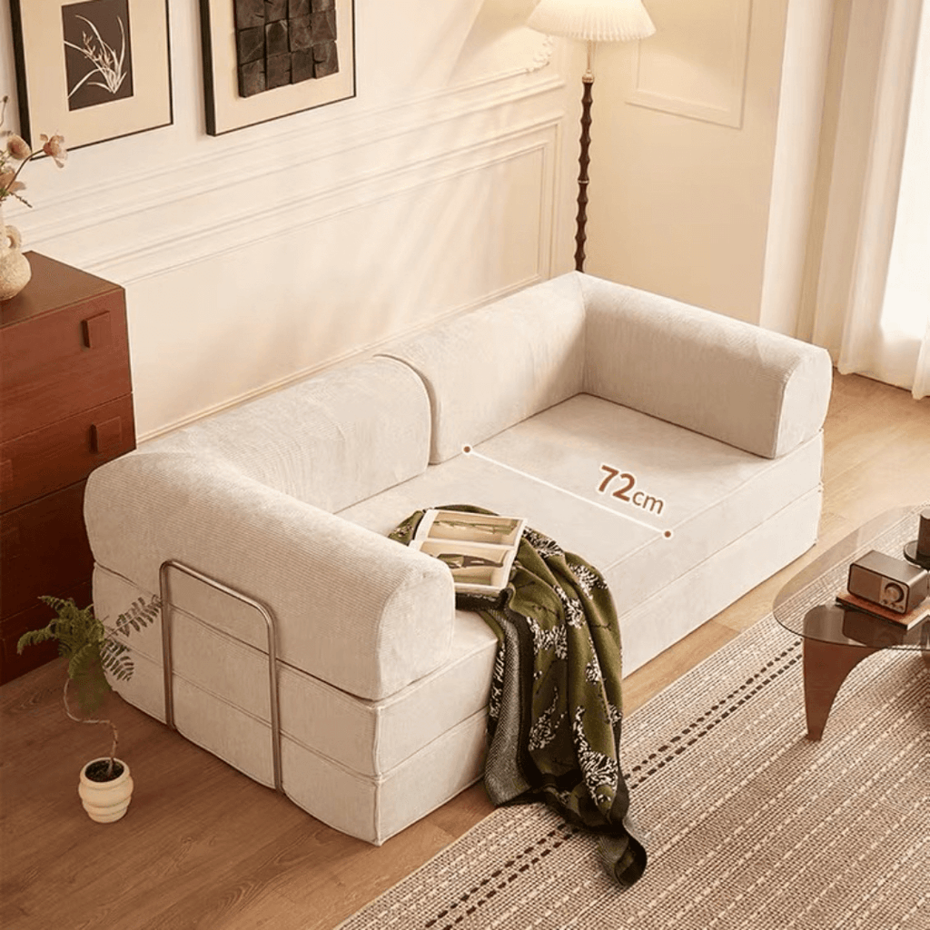 Elegant soft velvet 3-seater sofa bed with modern design and easy maintenance