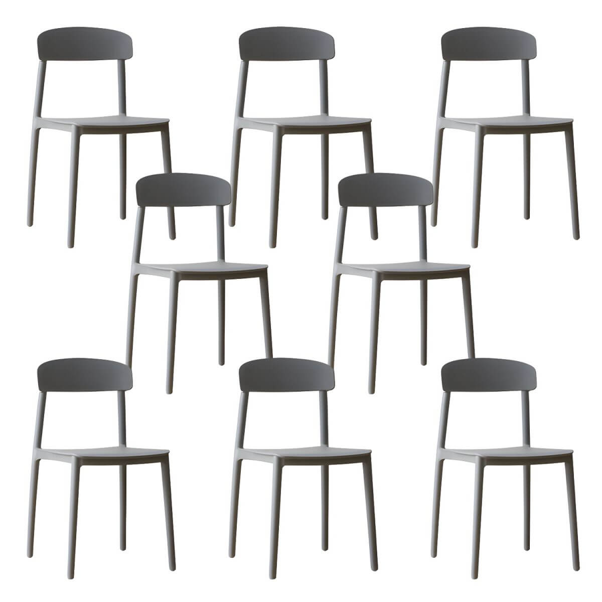 Scandinavian style low back kitchen and dining chair made of plastic and acrylic