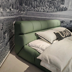 Modern Upholstered King Bed Available in Leather & Suede Fabric