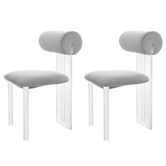 Contemporary Upholstered Dining Chair with Acrylic Frame for Kitchen Dining Chairs