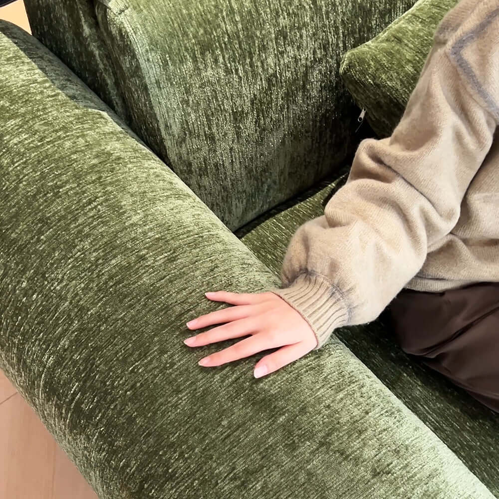 Contemporary chenille lounge sofa featuring a removable couch cover for easy cleaning