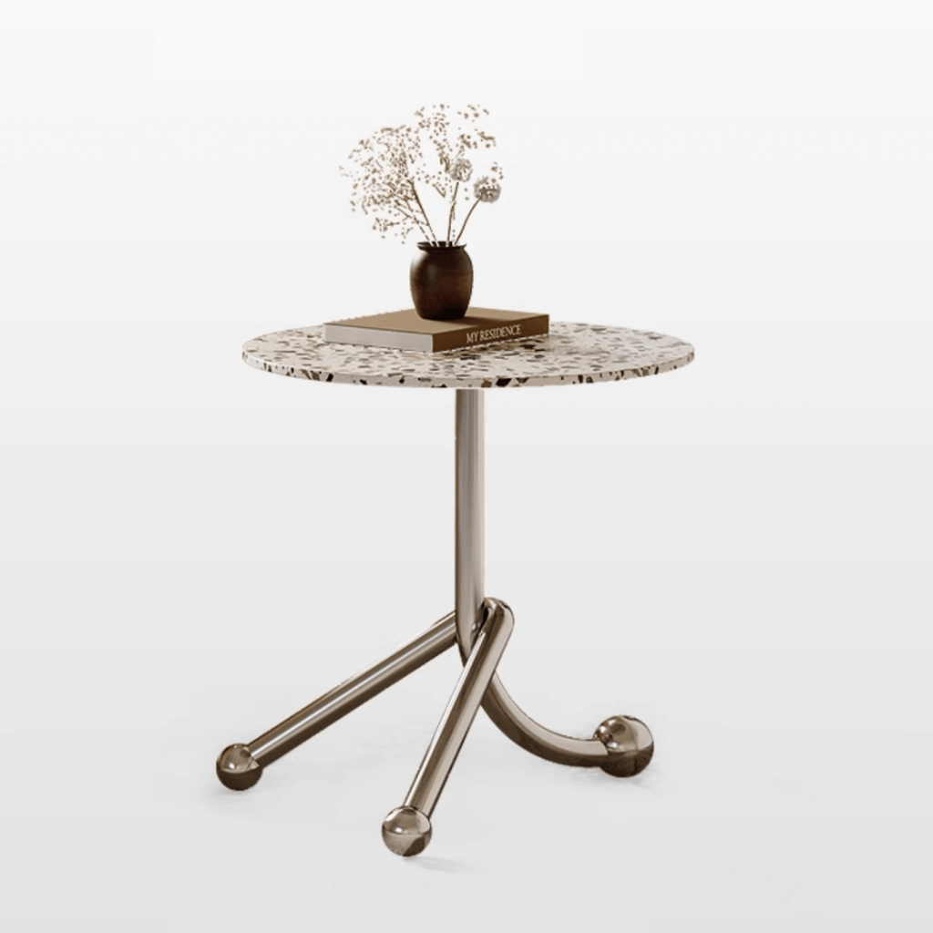 45cm terrazzo accent table with unique three-leg design for stability and style