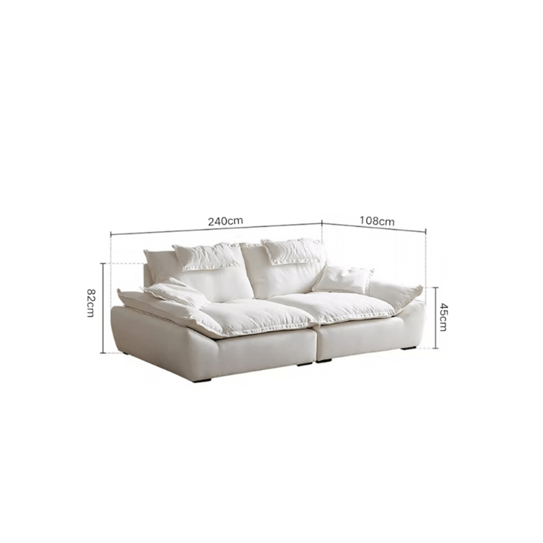 Ultra wide deep cream sailboat sofa with luxury modern minimalist design