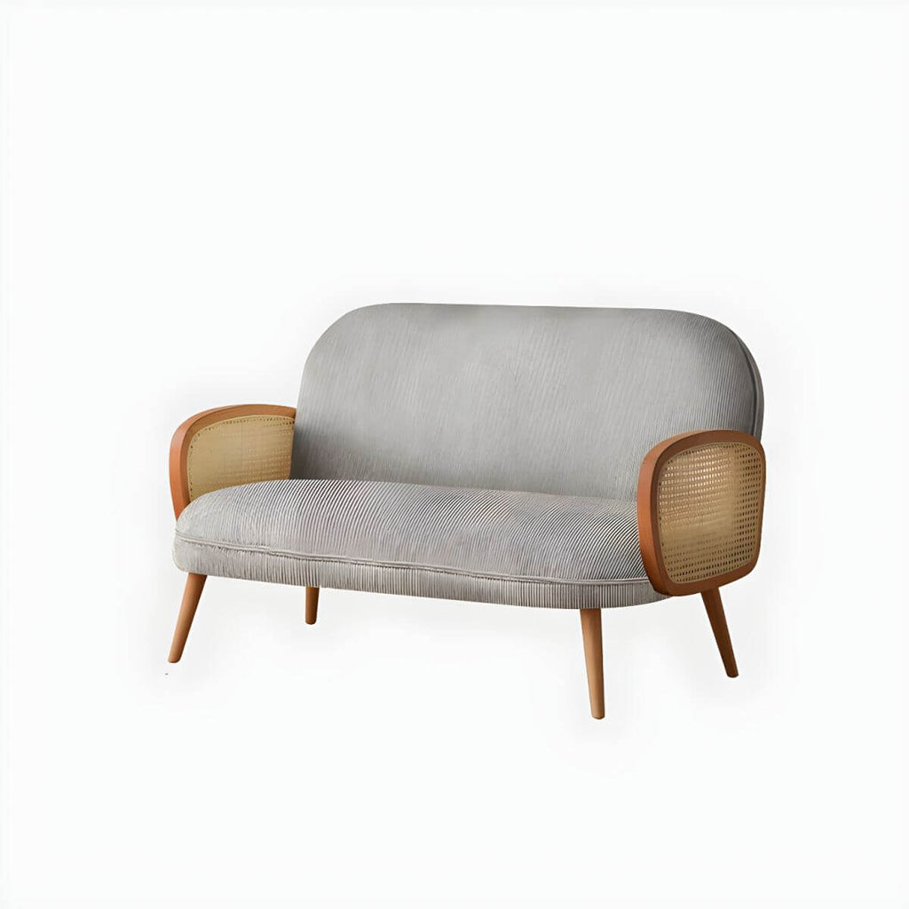 Contemporary wooden sofa with stain-resistant polyester upholstery for living room