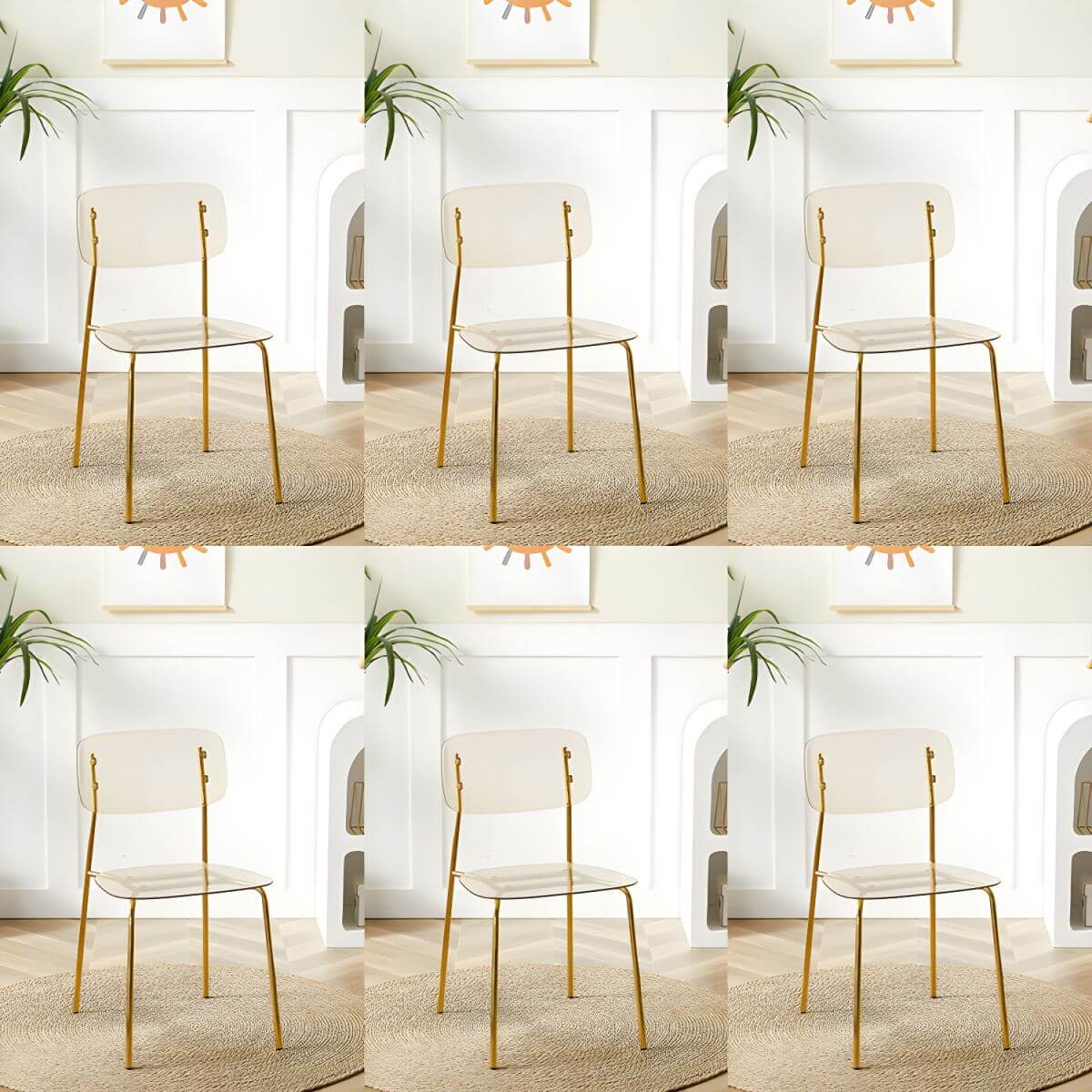 Transparent acrylic dining chair with modern design, perfect for living room and kitchen seating