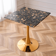 Chic Modern Marble Table – Sturdy Metal Base and Timeless Aesthetic for Any Space