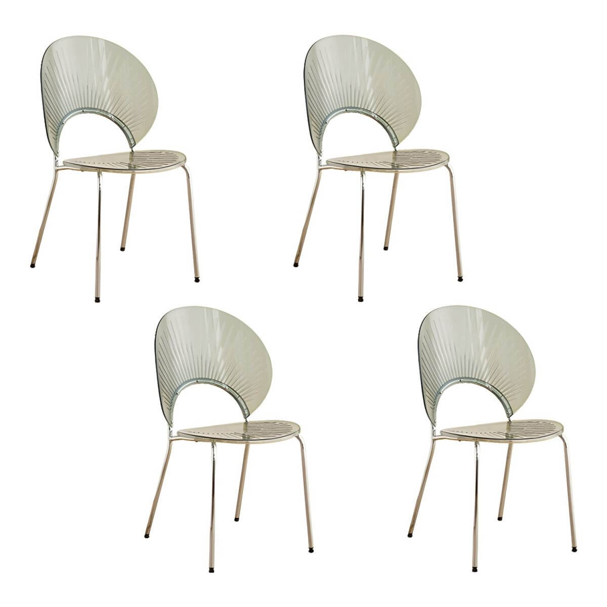 Scandinavian style stackable armless side chair made of plastic and acrylic for dining