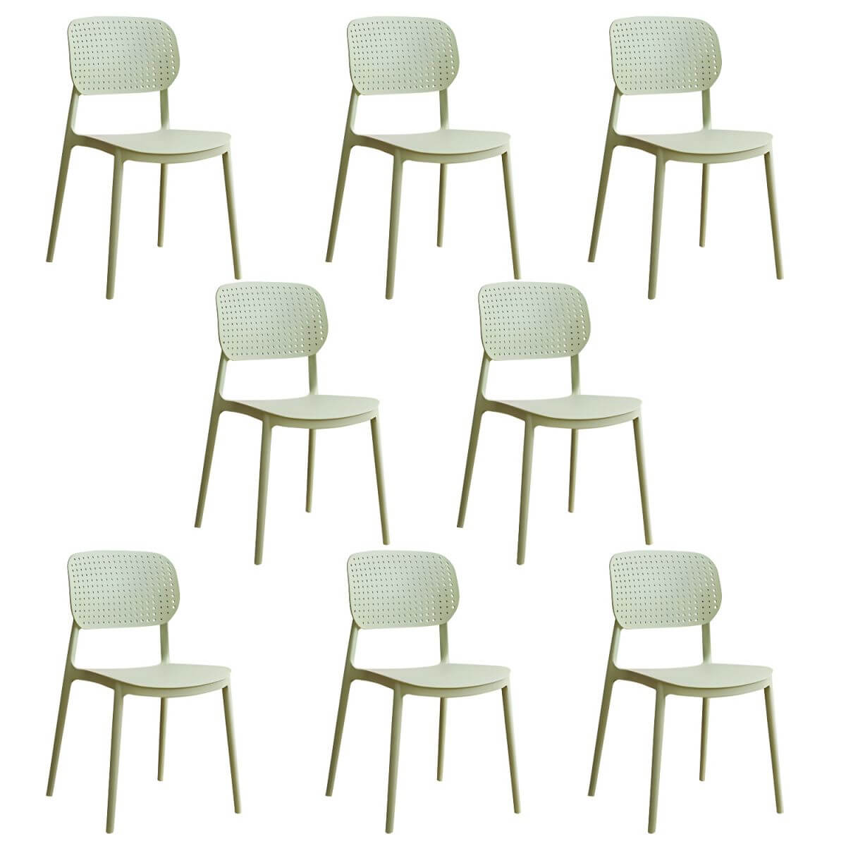 Stackable Scandinavian style plastic and acrylic side chair with low back for dining