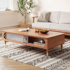 Rectangular Wooden Storage Coffee Table for Living Room