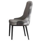 Oval dining table with black marble top and trestle metal base, modern dining room set