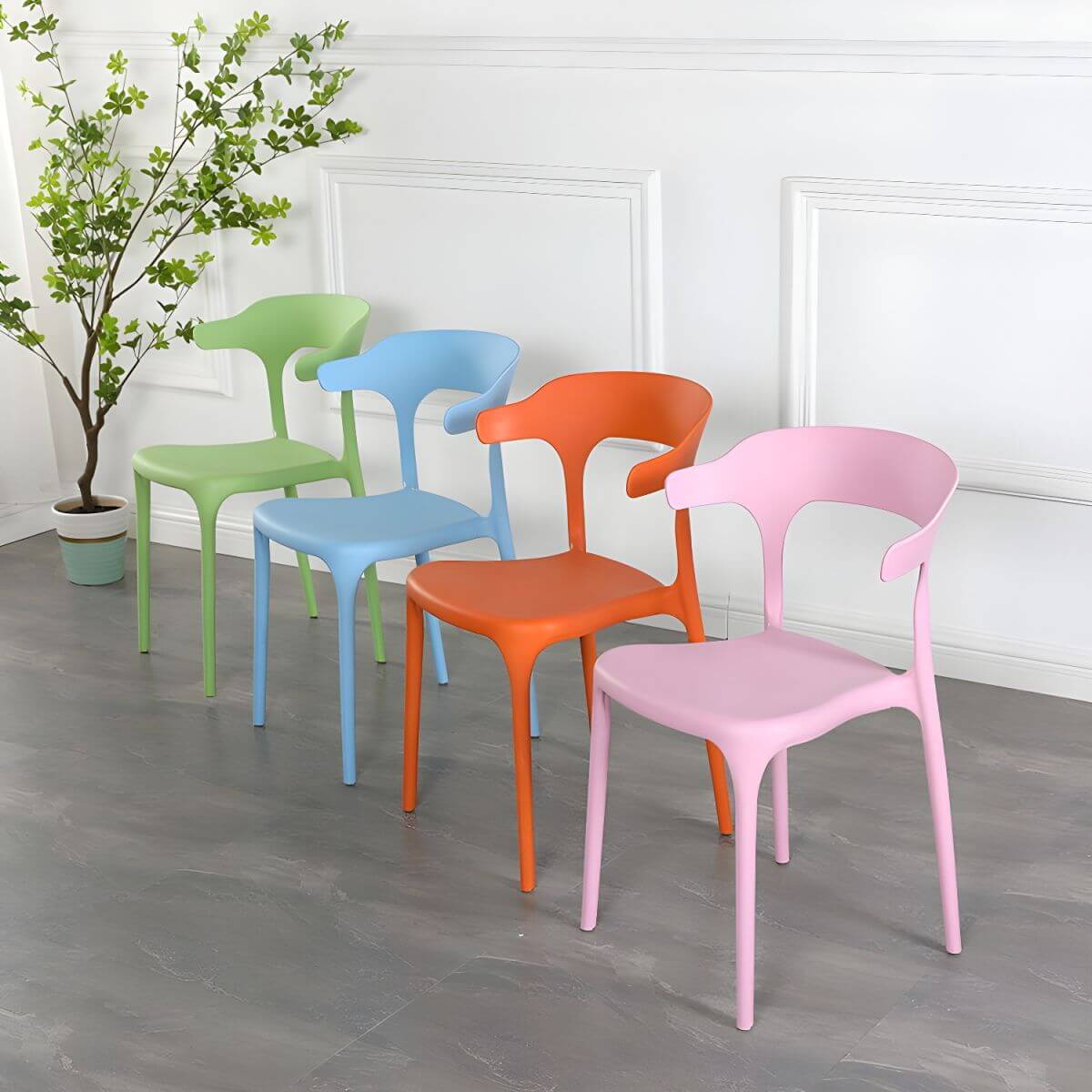 Stackable Nordic acrylic dining chair with backrest and acrylic legs