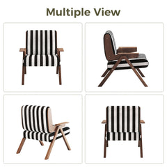 Fauteuil d'accent moderne blanc avec rayures noires
