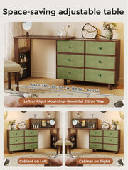 Cocochairs Multifunctional Makeup Vanity Desk with 6 Drawers & Pegboard Storage