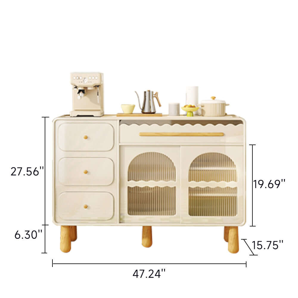Wood sideboard with perforated doors for stylish storage and organization