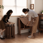 Wooden round folding table ideal for versatile home use and easy storage