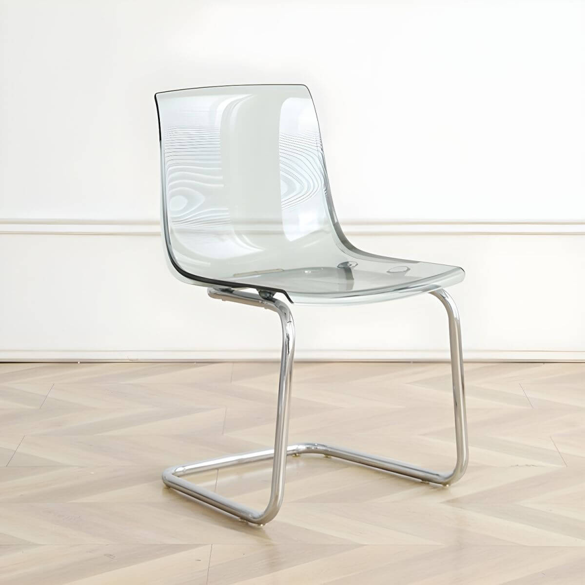 Scandinavian style plastic and acrylic non-upholstered side dining chair