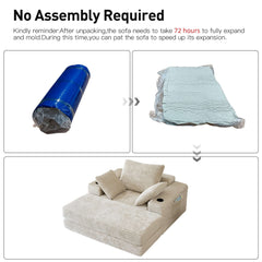 53.5” Modern Oversize Chaise Lounge Sofa Bed