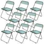 Contemporary acrylic folding armless chair with open back, ideal for dining rooms