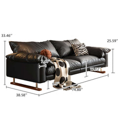 Genuine Leather Sofa Vintage Style for Living Room