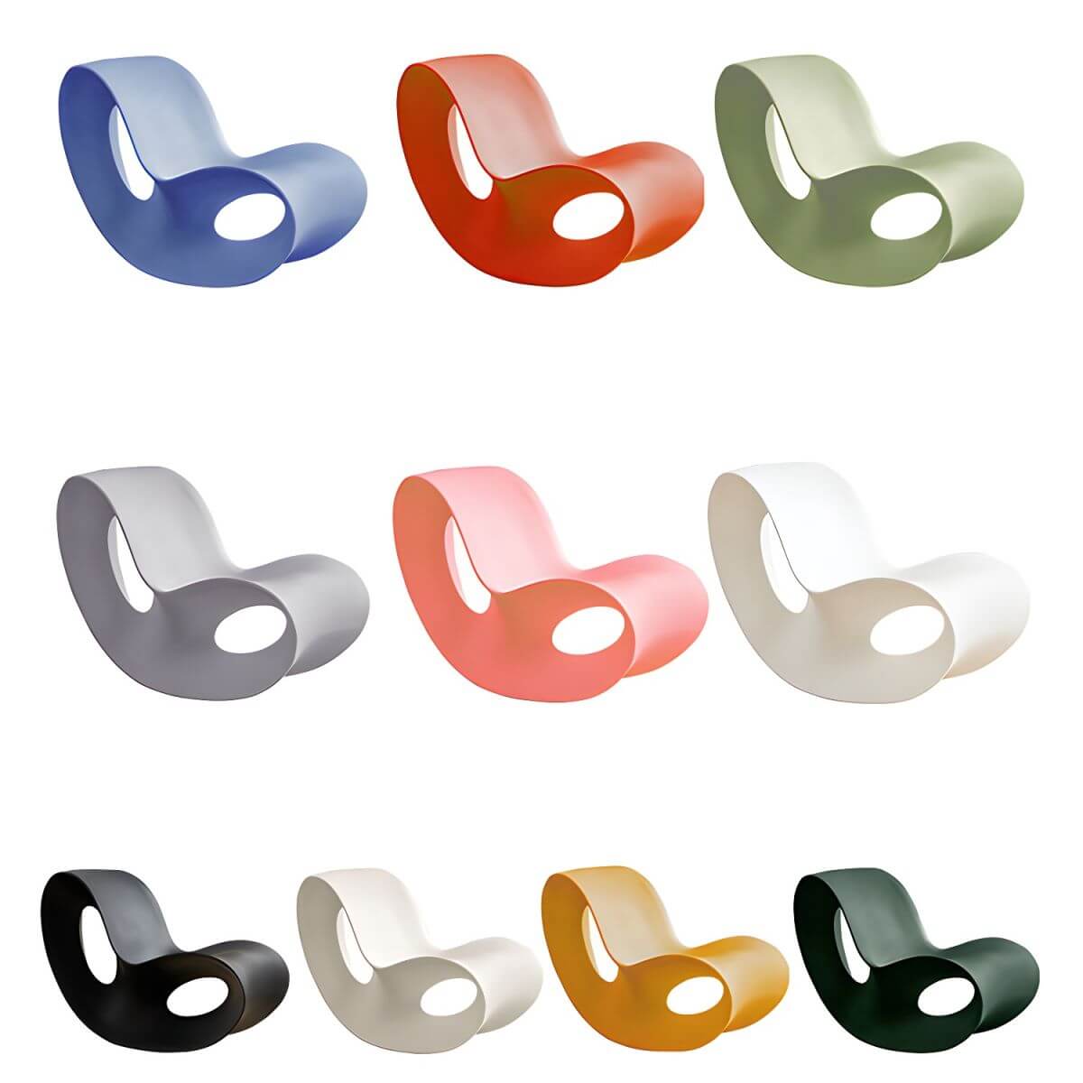 Acrylic contemporary indoor rocking chair without armrest in solid color