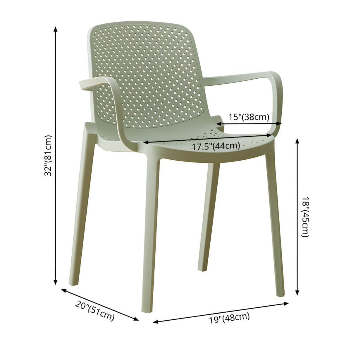 Acrylic modern plastic dining chair with solid back, 32 inches high, ideal for restaurant seating