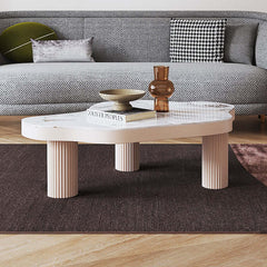 White Sintered Stone Coffee Table Indoor Tea Table with 3 Legs