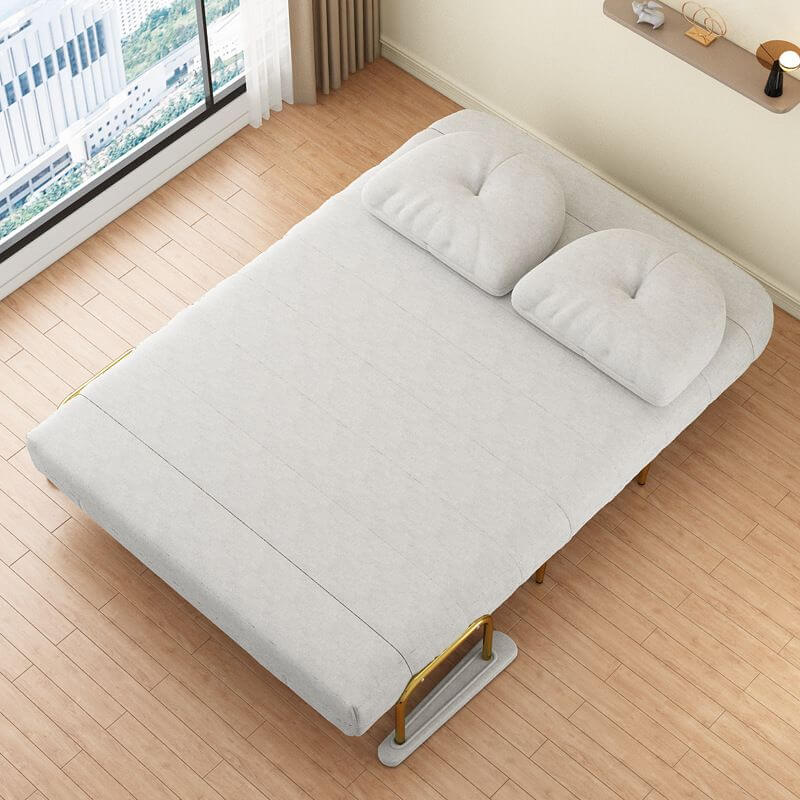 Convertible sofa sleeper with tufted back and polyester fiber upholstery