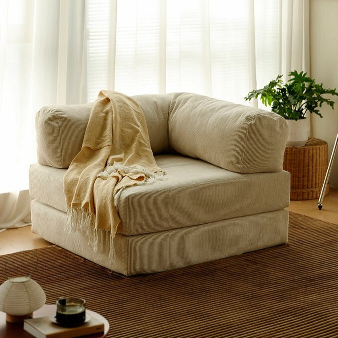 DRIPEX Canapé-lit convertible 1 Places avec repose-pieds, Canapé Fauteuil en velours avec dossier réglable,Beige - Maison