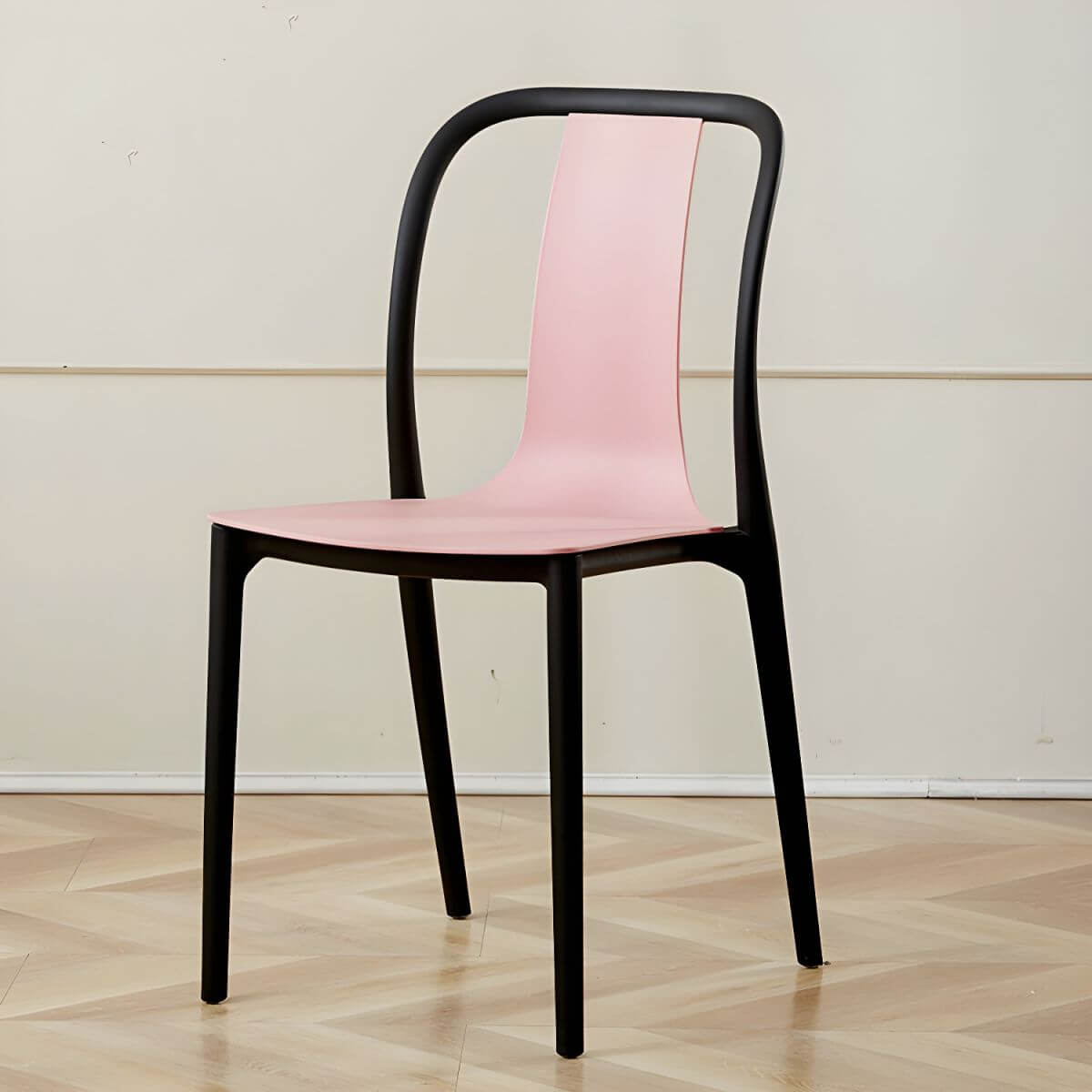 Low-back plastic and acrylic side chair with modern style for kitchen and dining areas
