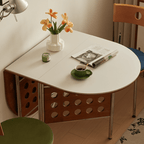 Retro-style dining table with smooth edges, perfect for family meals and work