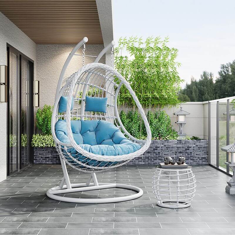 Tropical alloy framed porch swing egg chair with stand and chain included