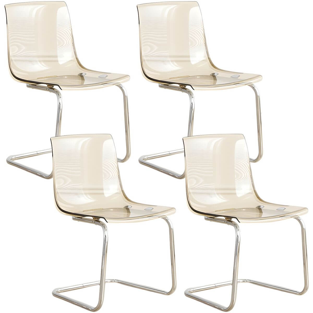 Scandinavian style plastic and acrylic non-upholstered side dining chair
