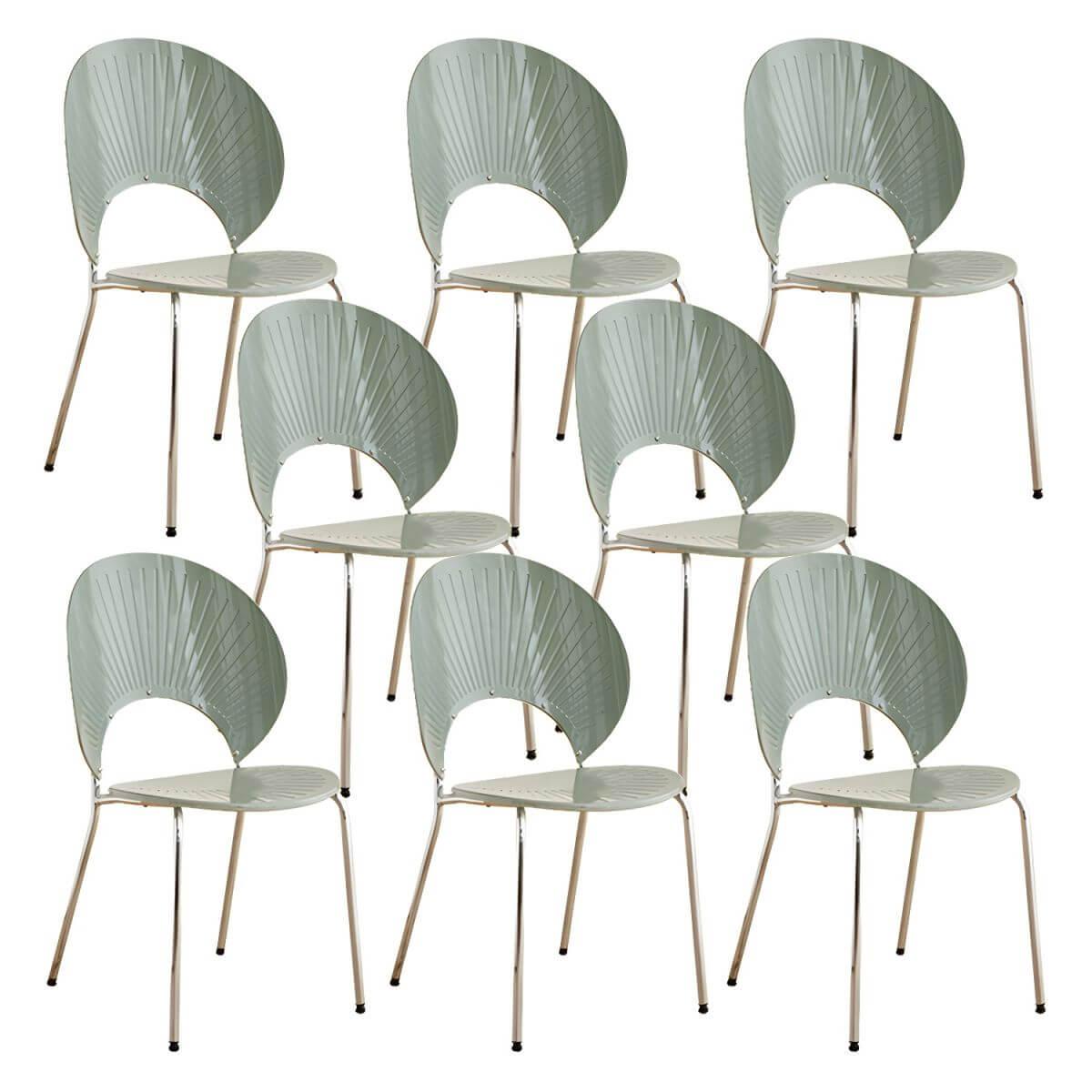 Scandinavian style stackable armless side chair made of plastic and acrylic for dining