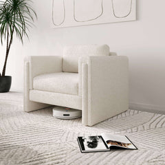 Modern Single Upholstered Sofa Armchair Teddy Fabric or Cotton Linen Blend Options
