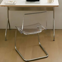 Scandinavian Style Plastic & Acrylic Side Chair Silver Legs Non-Upholstered Chair Dining Chairs