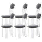 Contemporary upholstered dining chair with clear acrylic frame for kitchen seating